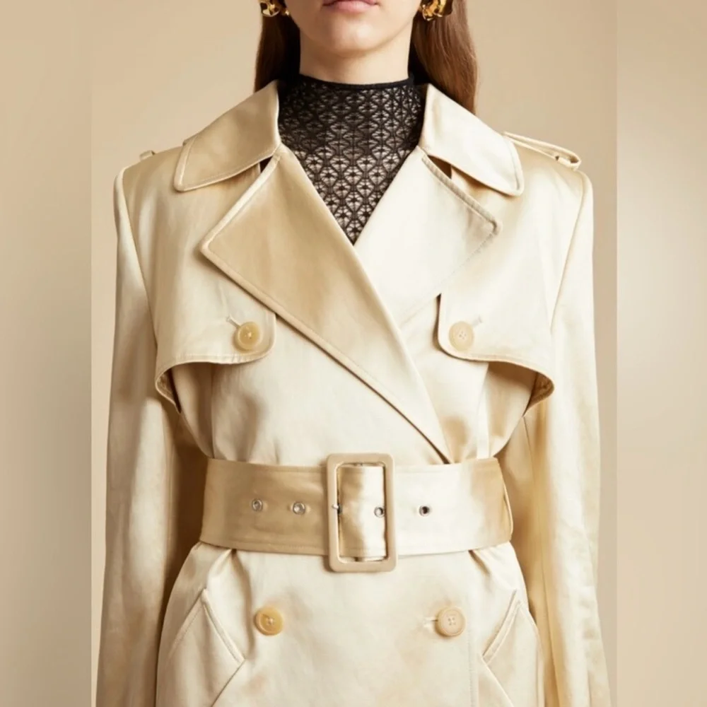 KHAITE Jaden Satin Trench Coat Size 6 NWT - Picture 2 of 11